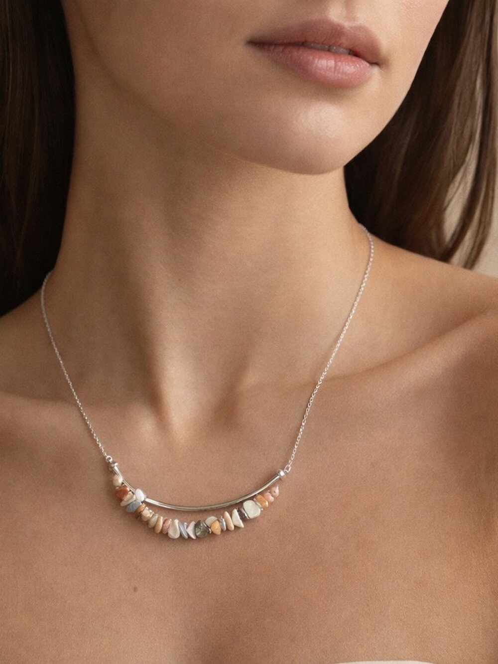 Stone Necklace and Earring Matching set 24"